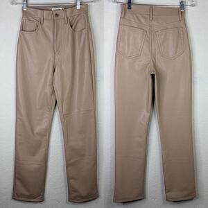 Abercrombie & Fitch The 90s Straight Ultra High Rise Vegan Leather Pants Size 25